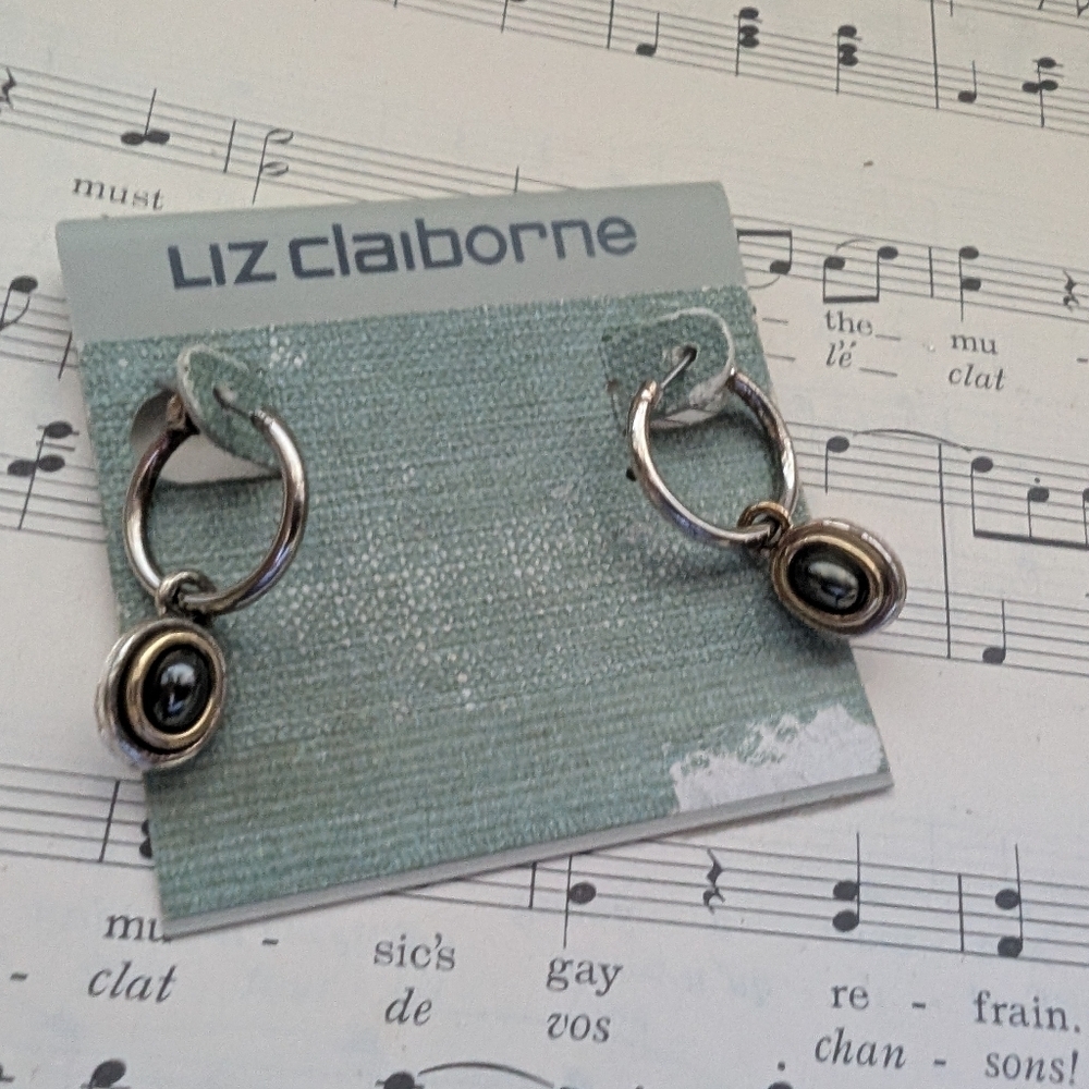 Liz Claiborne Silver and Black Earrings